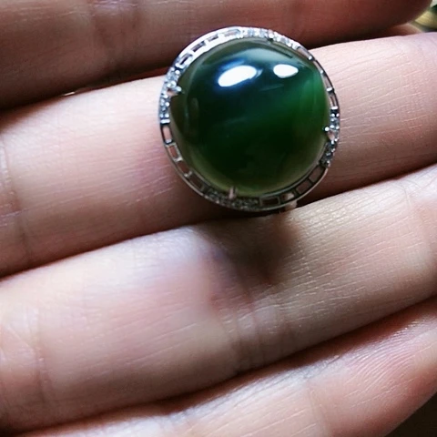 和田玉戒指银S925镶嵌