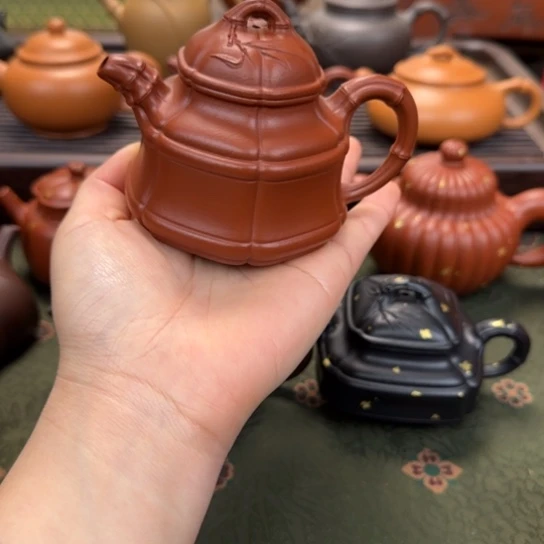 暖***1茶壶紫砂六方隐角竹鼎