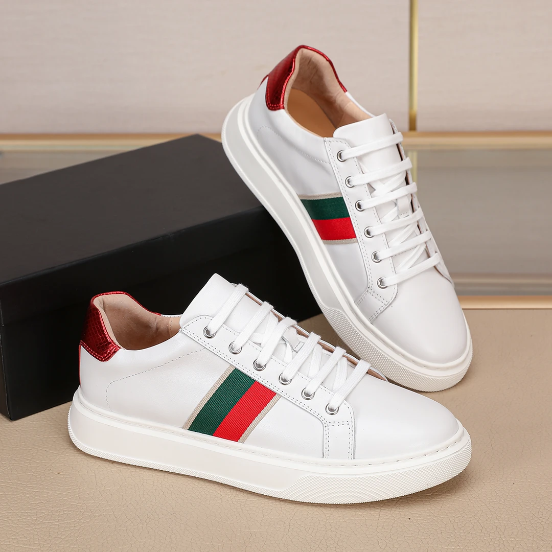 男士秋季酷骑纳帕皮休闲春秋运动鞋韩版休闲板鞋透气男士系带拼接