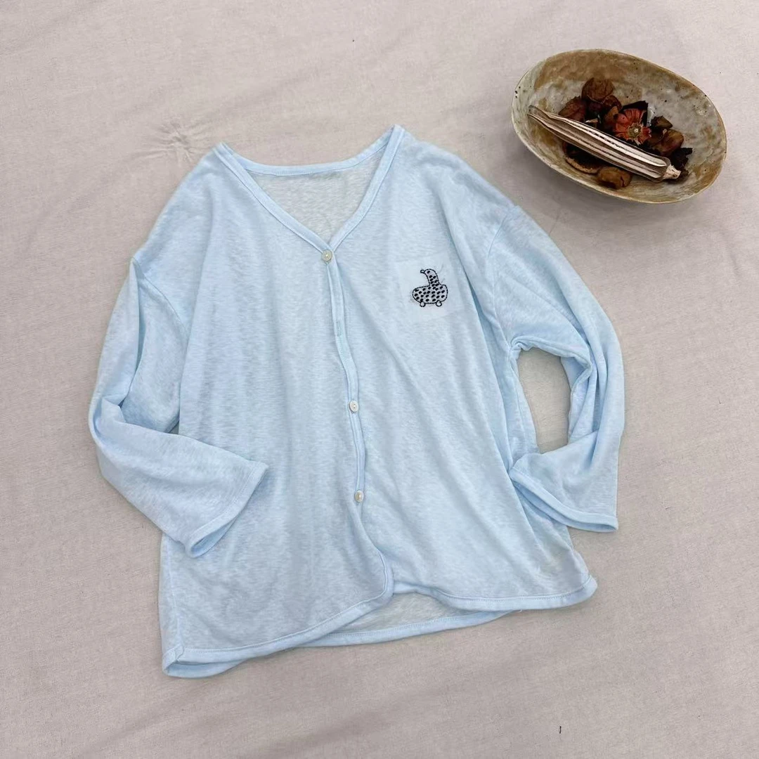 〖姐姐家〗2025夏款儿童萌娃穿搭蓝色开衫外套mu1212