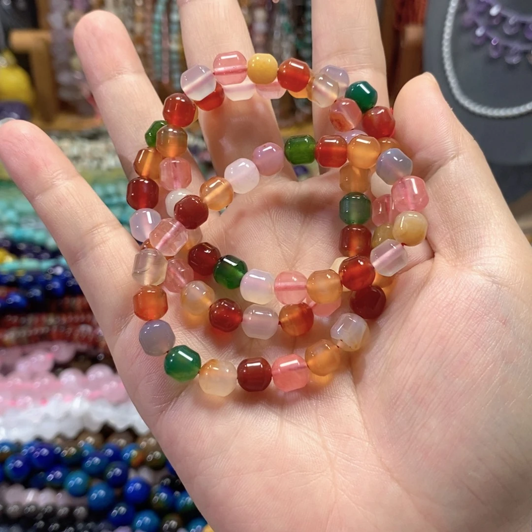 玛瑙/玉髓未镶嵌珠宝半成品盐源墩礅绕手三圈