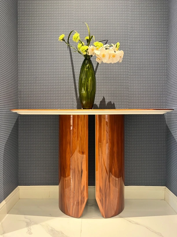 宾利bentley奢侈品家居奢石进口门走廊半月弧形天然石材玄关台桌