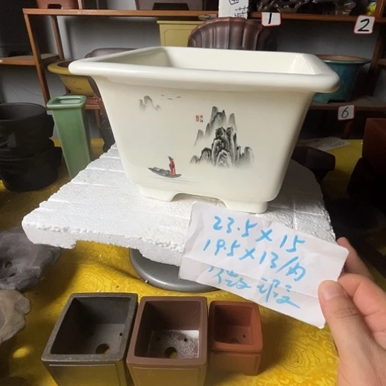 宜兴紫砂花盆微瑕