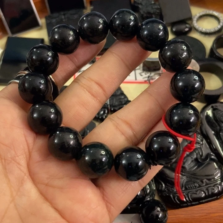 翡翠手链未镶嵌墨翠15瑕疵