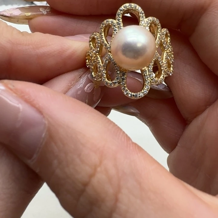 海水珍珠戒指银S925镶嵌