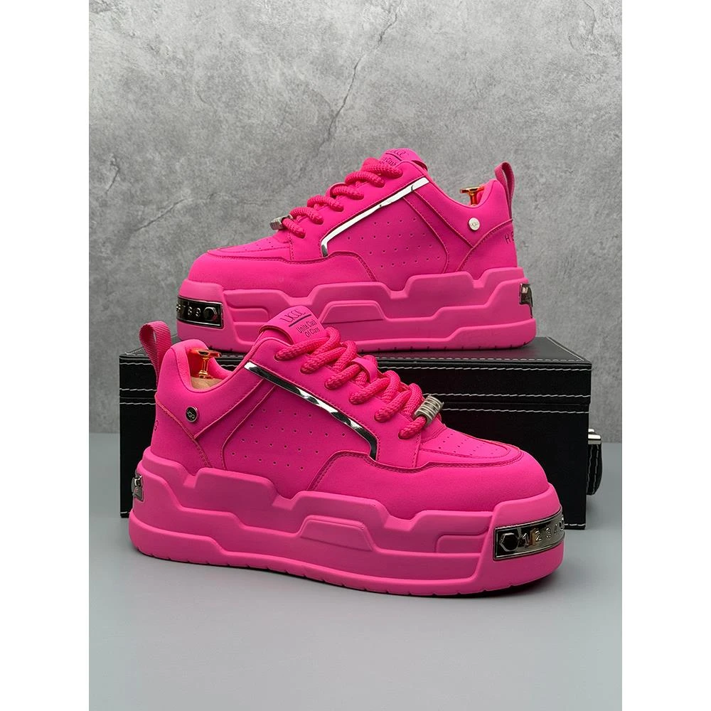 【万达撤柜】原创设计厚底运动鞋的男子2025新Trbottomyy增加高度白