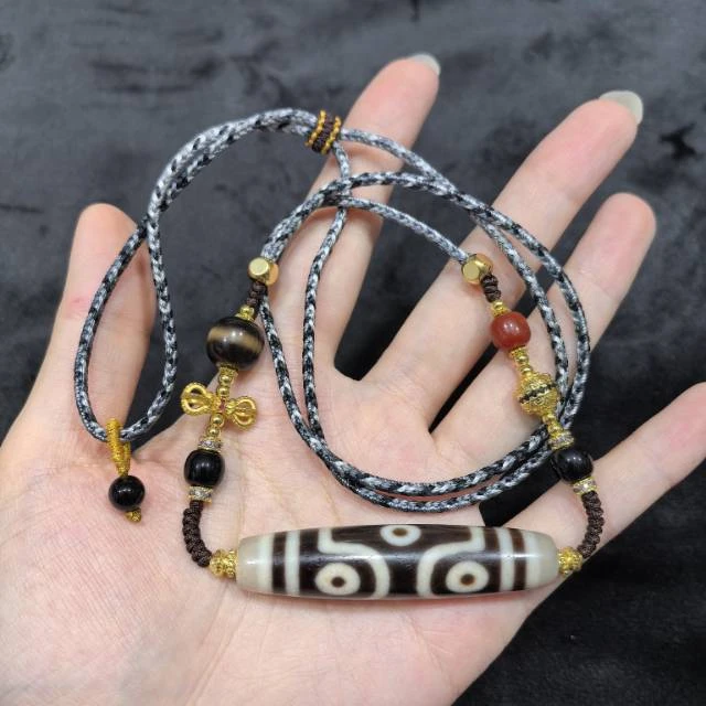 【佳哥严选】 J13015-玛瑙diy脖挂（十字六眼）-多样性发其一-12*57mm