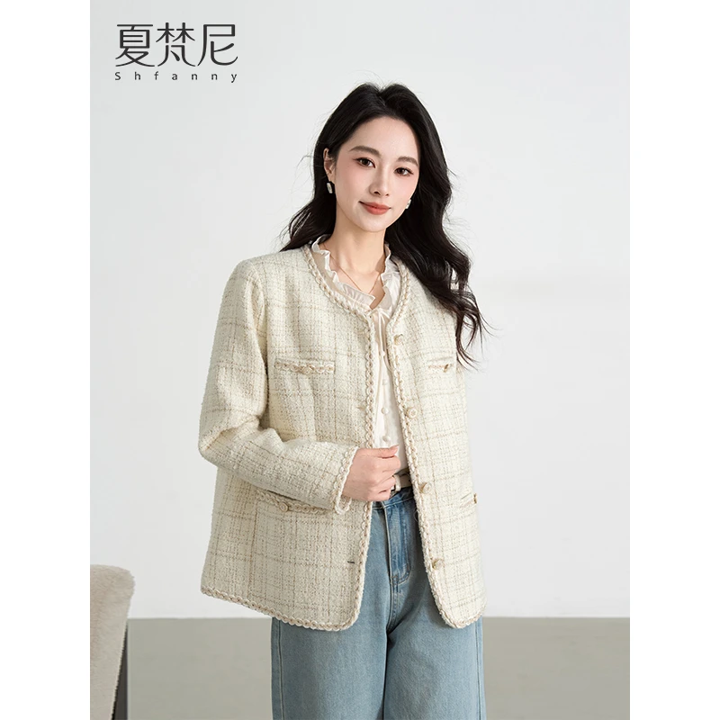 夏梵尼香榭假日春季新款气质金丝织带小香风外套