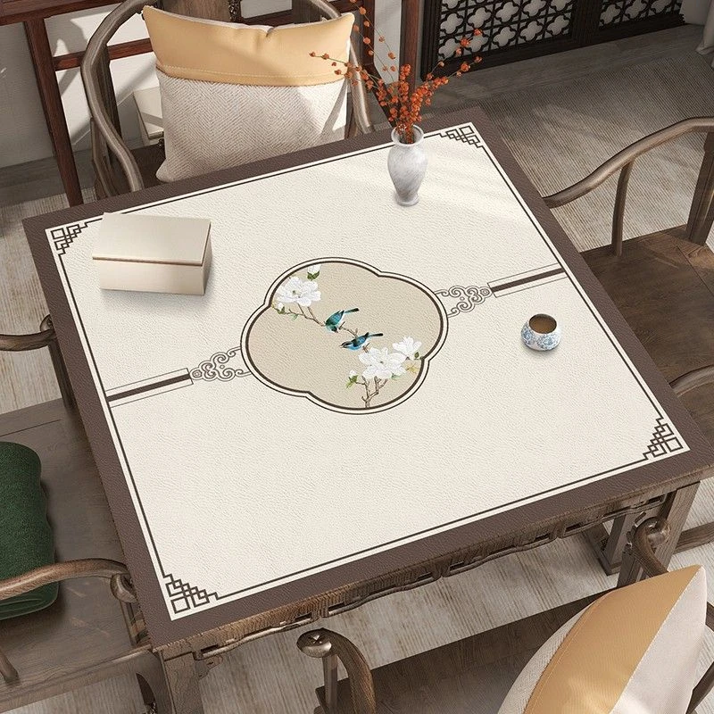 新中式皮革八仙桌桌垫正方形老式四方餐桌垫免洗防水防烫茶几桌垫