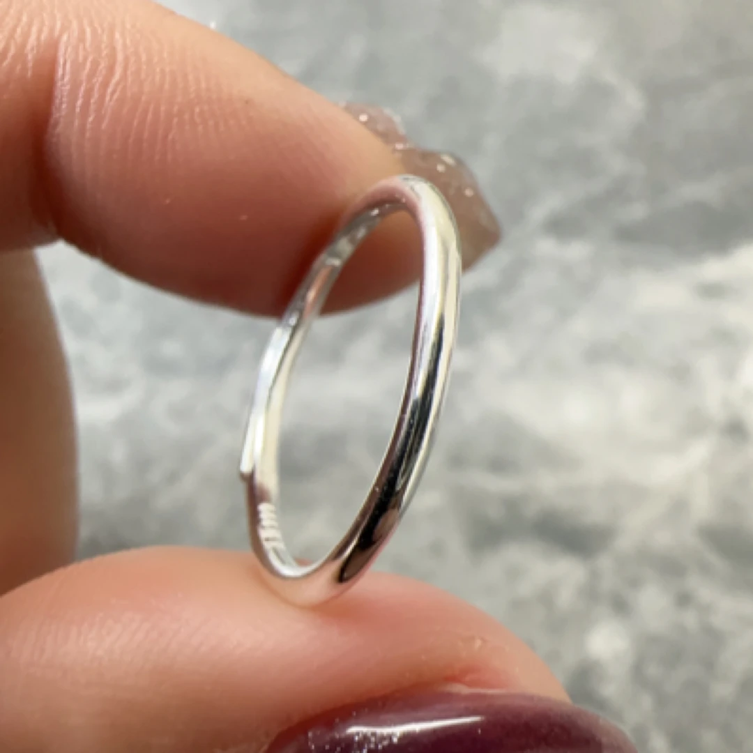 足银戒指 卡2足银时尚可调节素圈戒指手工百搭女士情侣简约