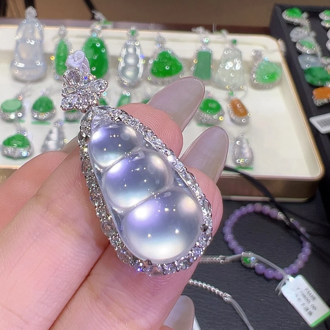 翡翠18K金镶嵌吊坠(不含链)翡翠