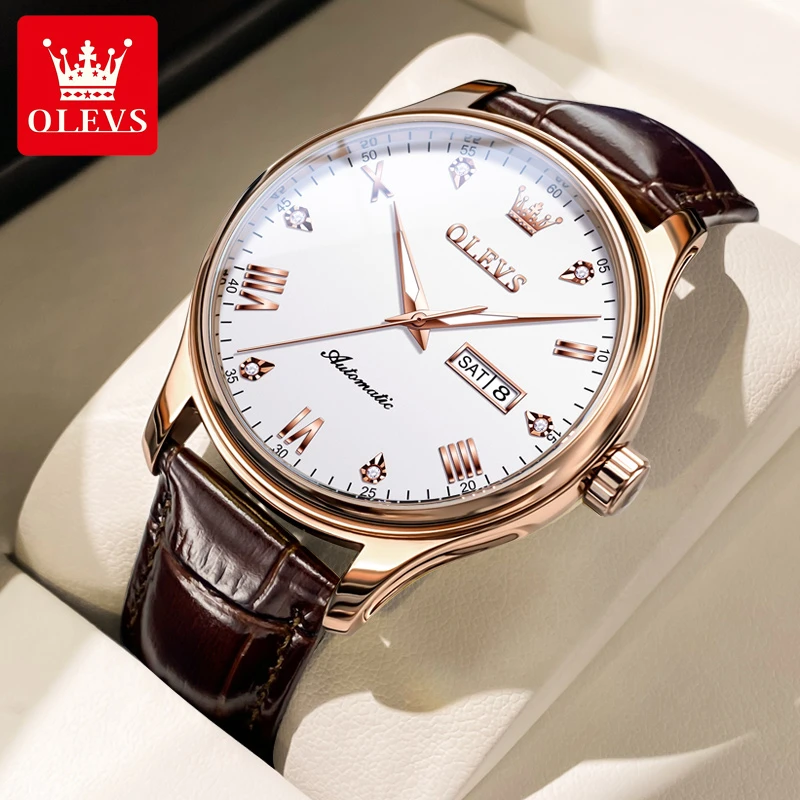 品牌手表男士男款气质商务自动经典夜光百搭防水时尚皮表带腕表