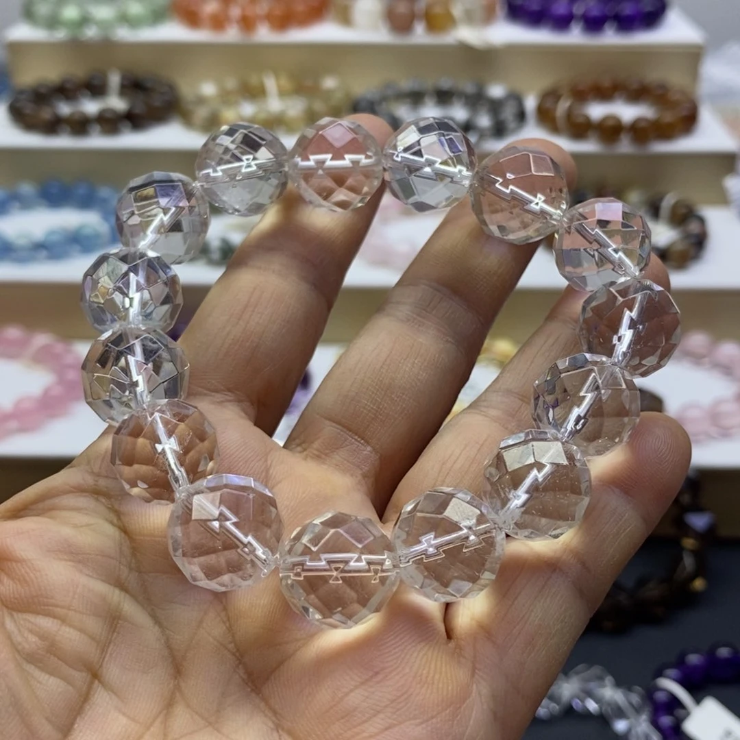 水晶手链未镶嵌白水晶64面刻面14.5m