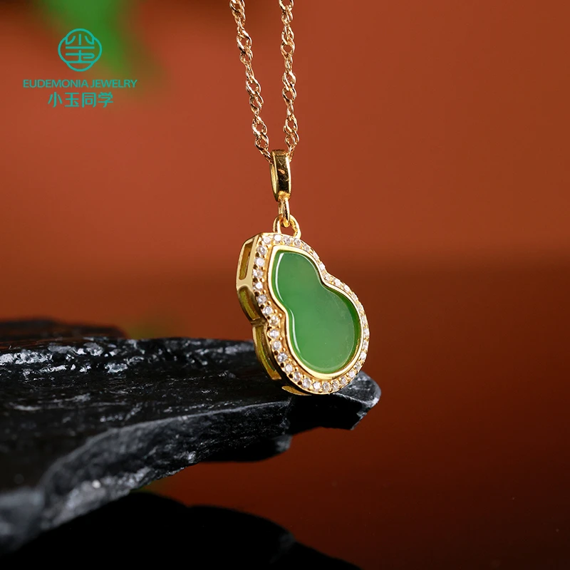 玉露葫芦*s925银和田碧玉吊坠 百搭简约 精致小巧（不含链）