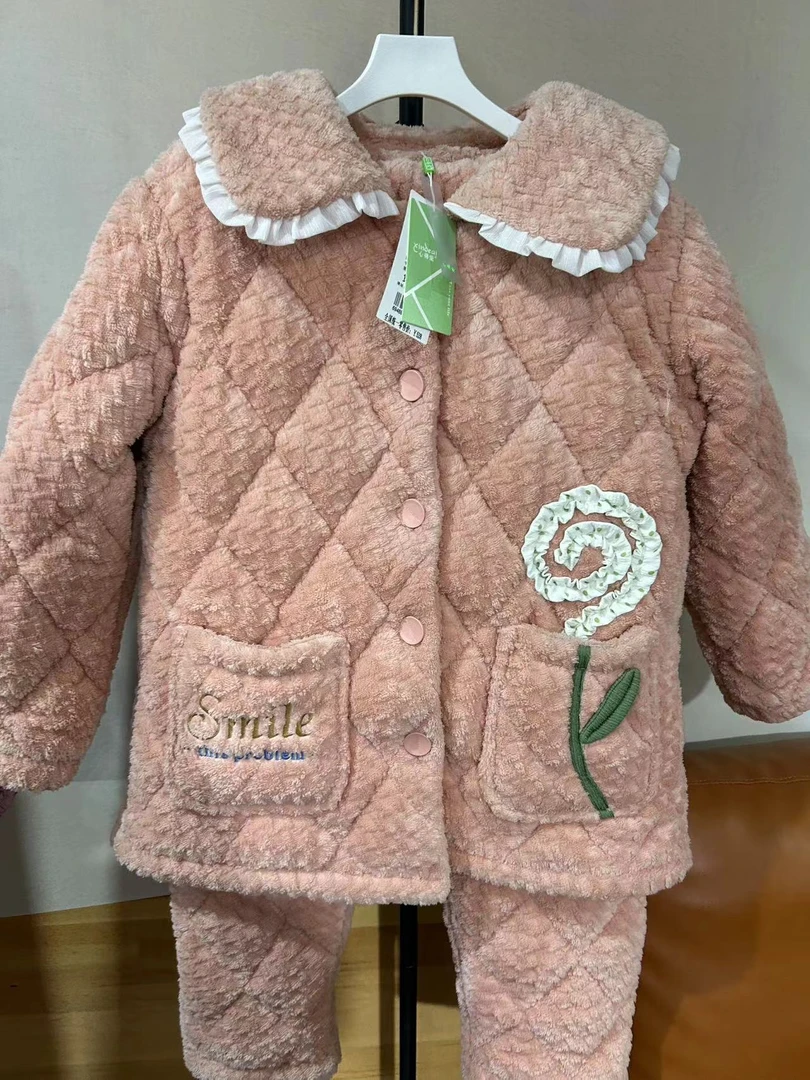 家居服套装冬季棉睡衣女保暖粉色家居服甜美冬季