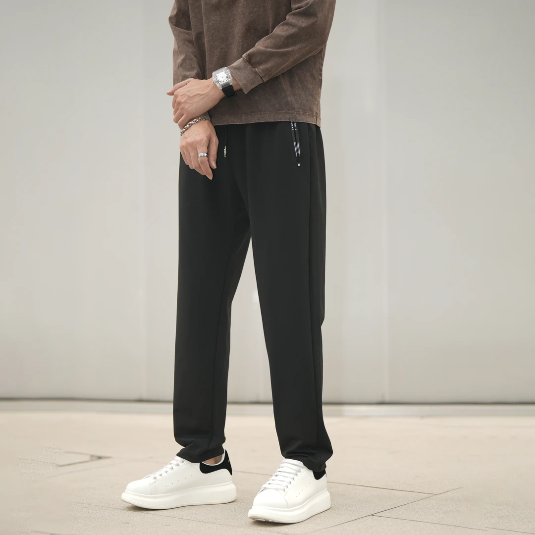 夏季休闲裤垂感免烫长裤百搭加厚卫裤男士束脚保暖大码男生裤子