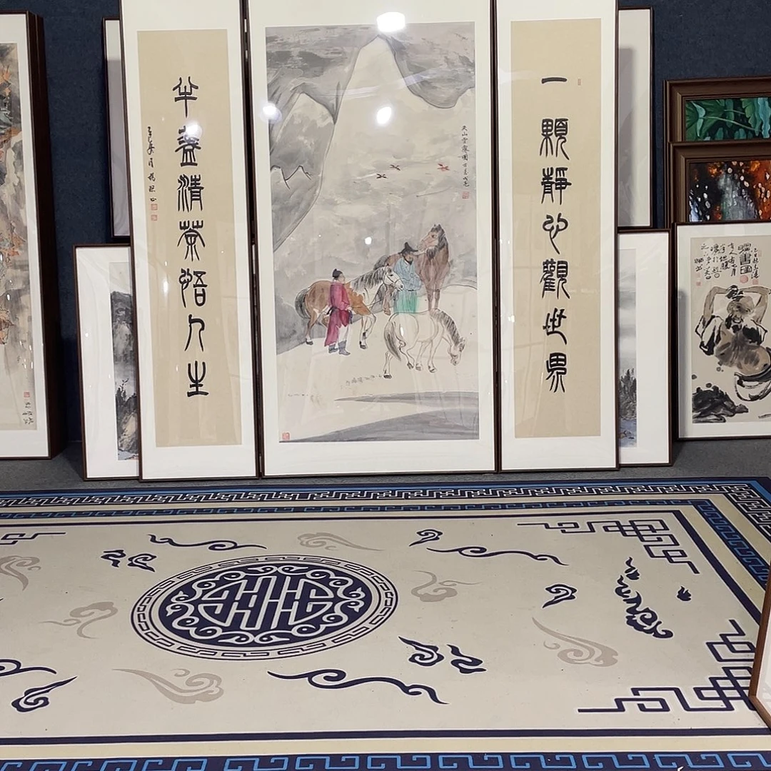 国画手绘画作品带框中堂