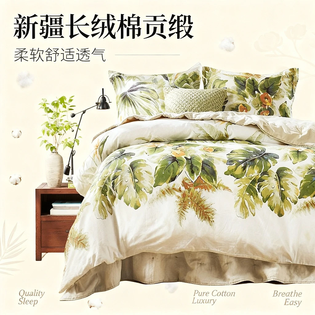 HARBORHOUSE新疆长绒棉 贡缎面料 床品四件套Boyton柔软舒适透气