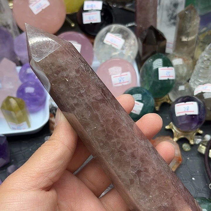 水晶珠宝半成品未镶嵌323克草莓晶柱