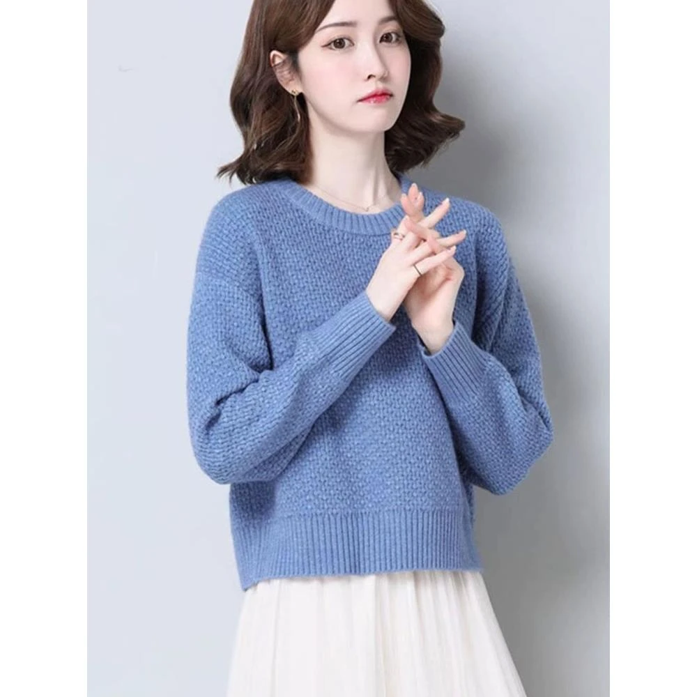 2025冬季新款女士毛衣休闲套头宽松小个子高腰时尚加厚针织打底衫