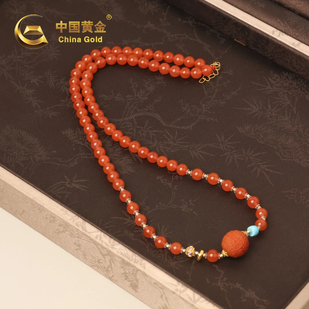 【中国黄金】霞安 | 南红*项链*18K金镶嵌-X3205-臻