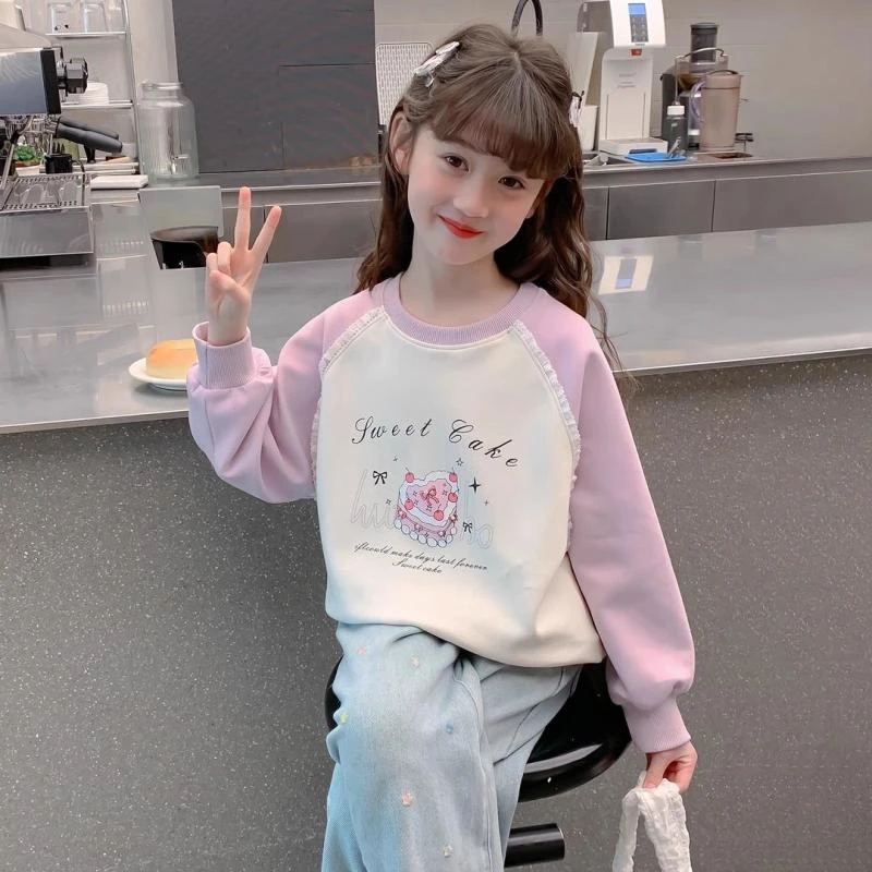 女童春装卫衣2025新款圆领卡通童装春秋季小女孩网红洋气儿童上衣