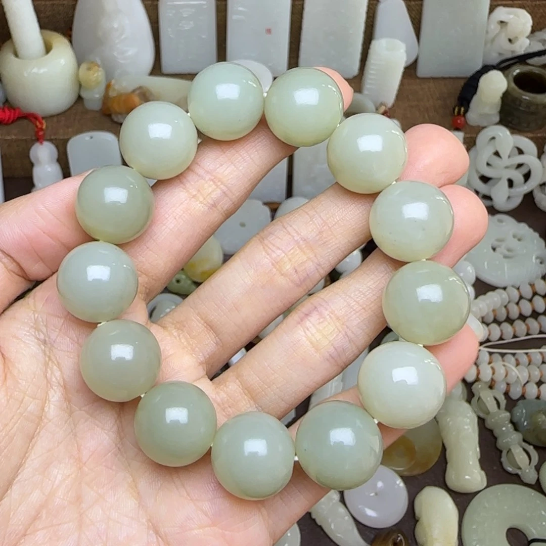 和田玉未镶嵌挂件卡16手串