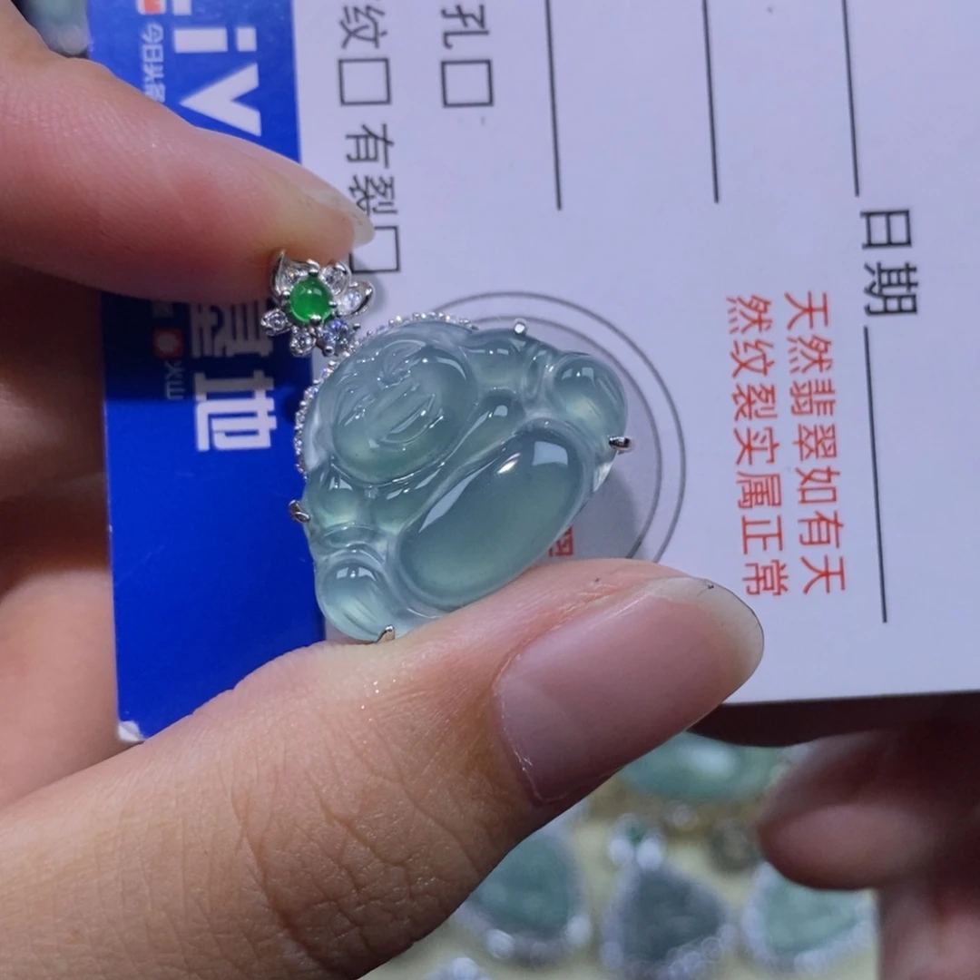 颈饰银S925镶嵌翡翠