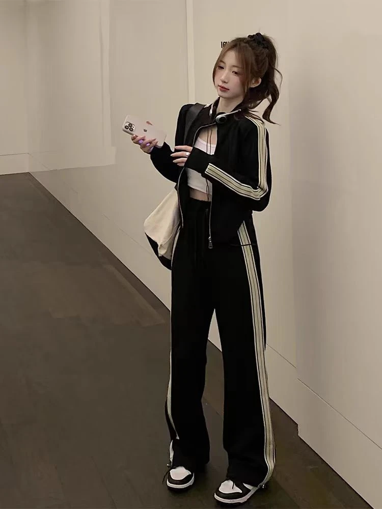 3010小个子定制时尚运动套装女秋冬款减龄外套窄版裤两件套长袖