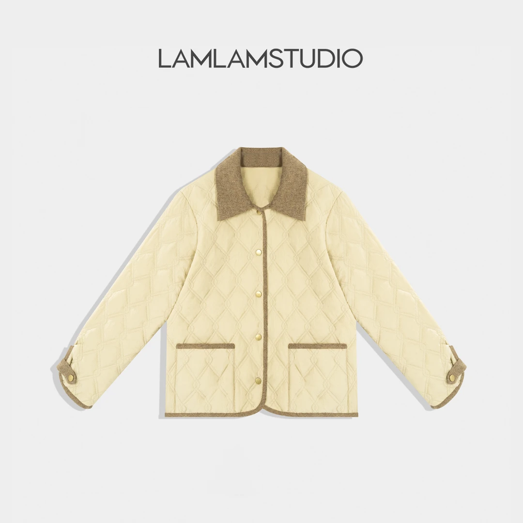 LAMLAM 张一琳 “柔棉暖逸” 外套时尚女士休闲翻领格纹L2412114W