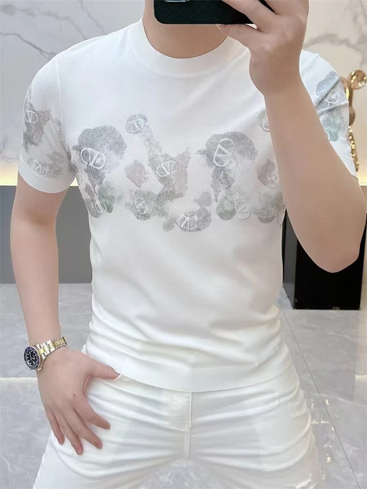 PAOLUOKAIDILONG/保罗恺帝龙夏季高档针织系列圆领T恤时尚休闲