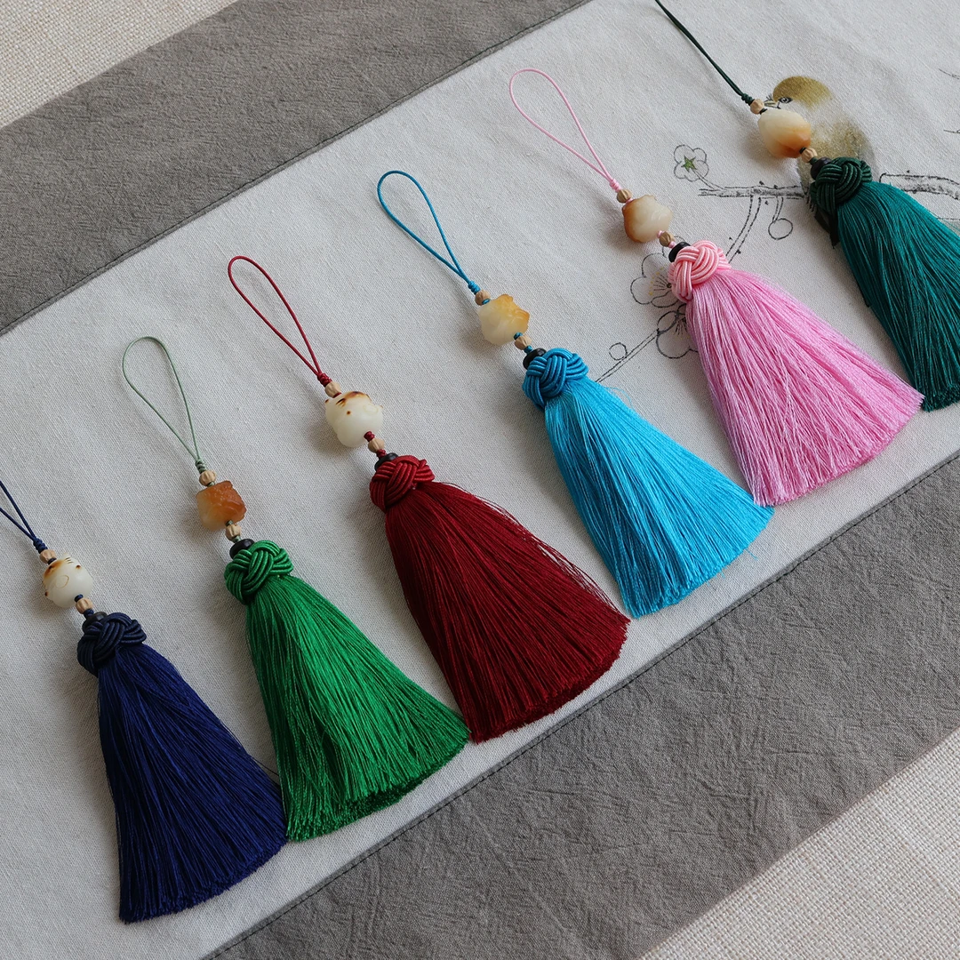 菩提根雕刻配件+流苏挂件【颜色随机】