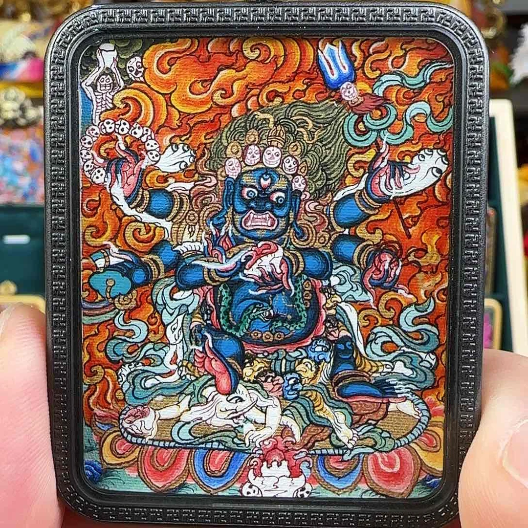 吊坠x****g六臂大黑天 热贡唐卡