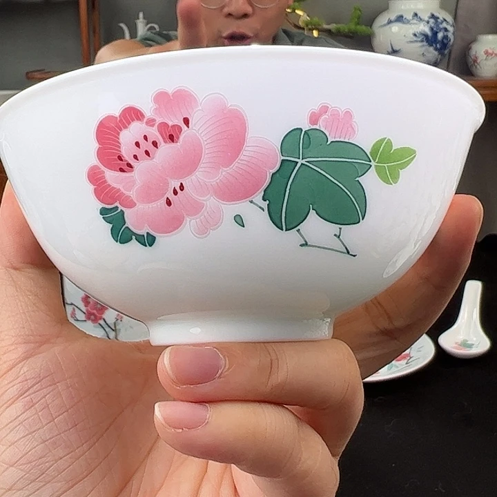 红芙蓉单面观赏碗