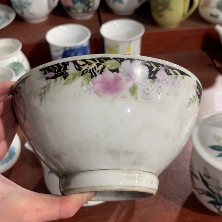 醴陵高温瓷釉上老瓷六个15厘米玻****蜜