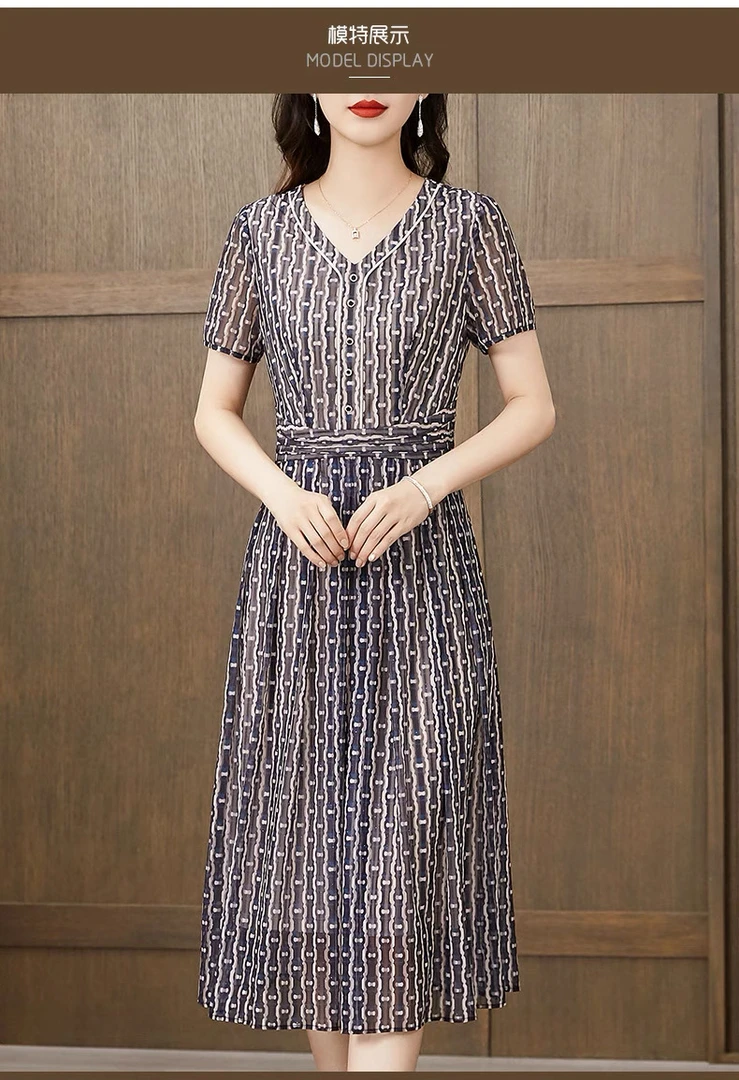 1137连衣裙显瘦大码休闲夏季黑色气质时尚中长款