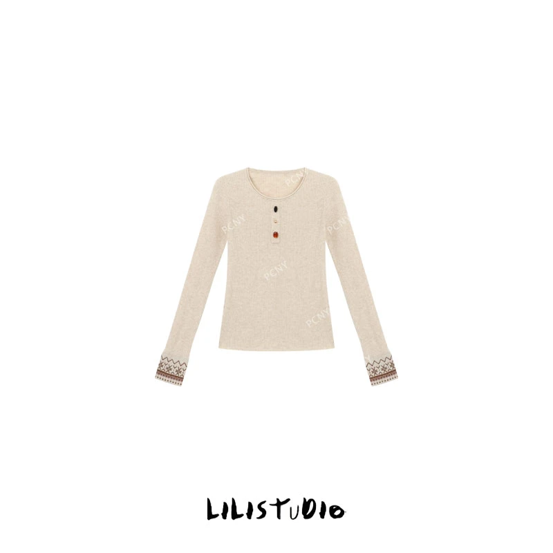 PCNY「​时光线影」不理理冬季新款小众女装刺绣显瘦修身羊毛针织衫