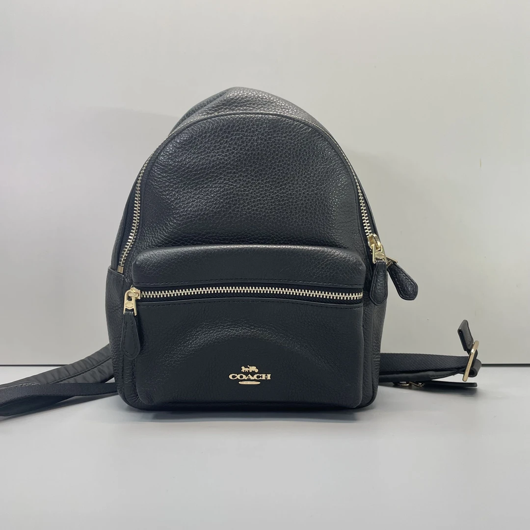 95新 COACH/蔻驰 小林/黑色迷你双肩包19*22*9cmA121716