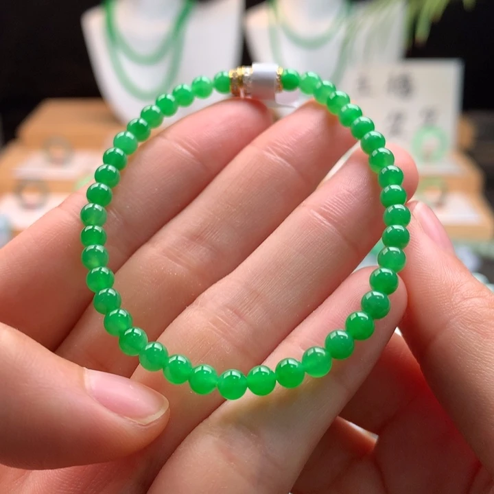 翡翠未镶嵌手链天然缅甸A货翡翠卡4.2mm