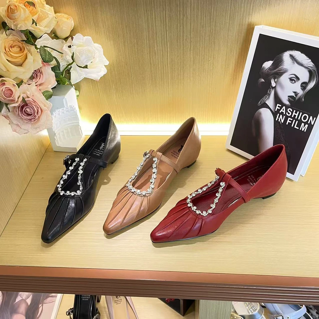 1402【努尔】2025小方头牛皮版欧洲站气质法式头层皮单鞋C【5CM】