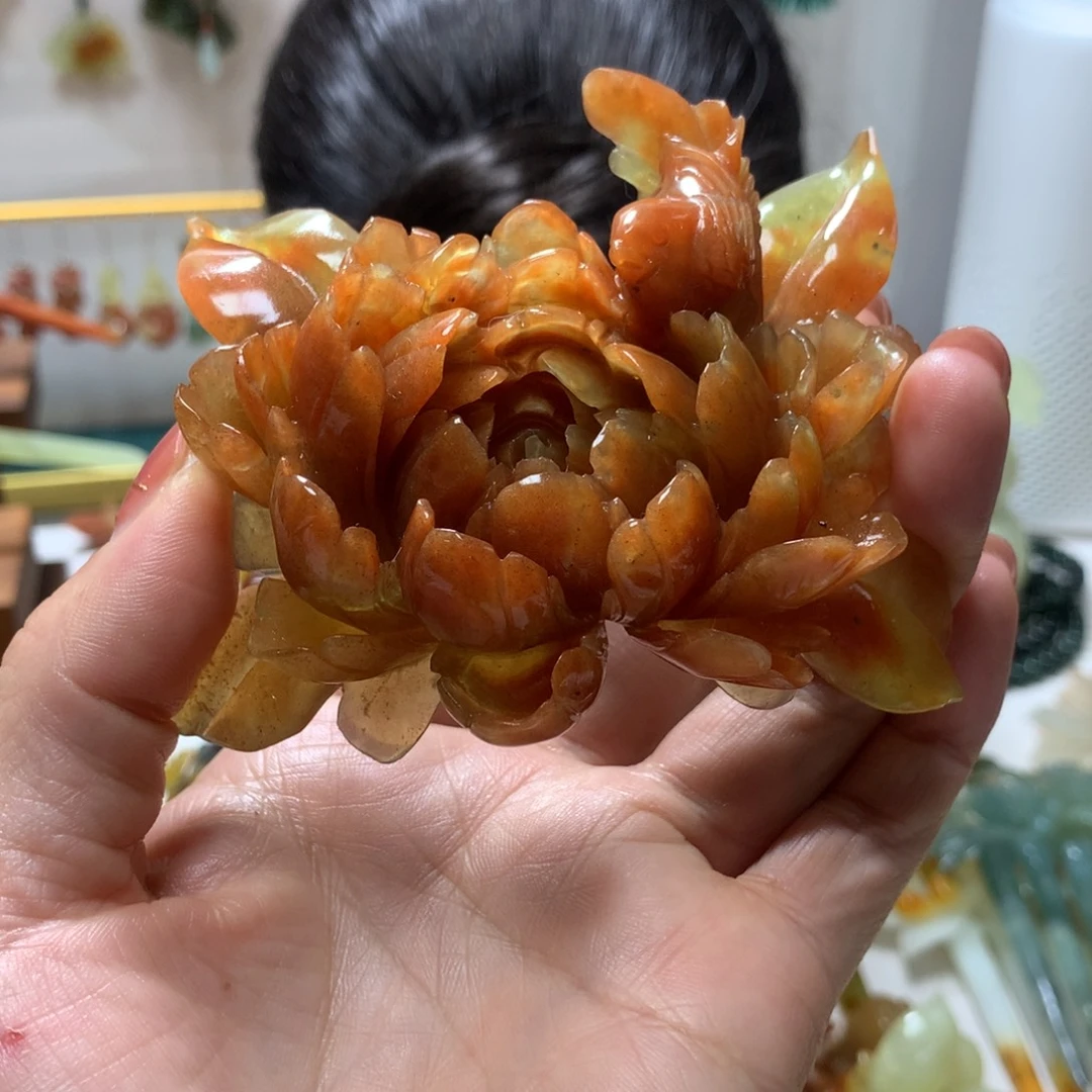 秋***果蛇纹石玉合金发饰
