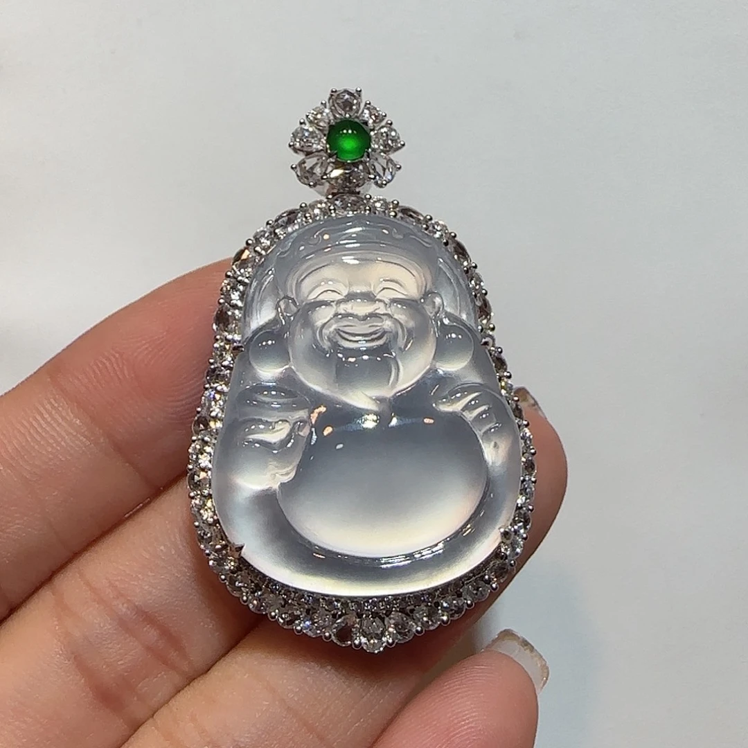 翡翠18K金镶嵌吊坠(不含链)米爷爷