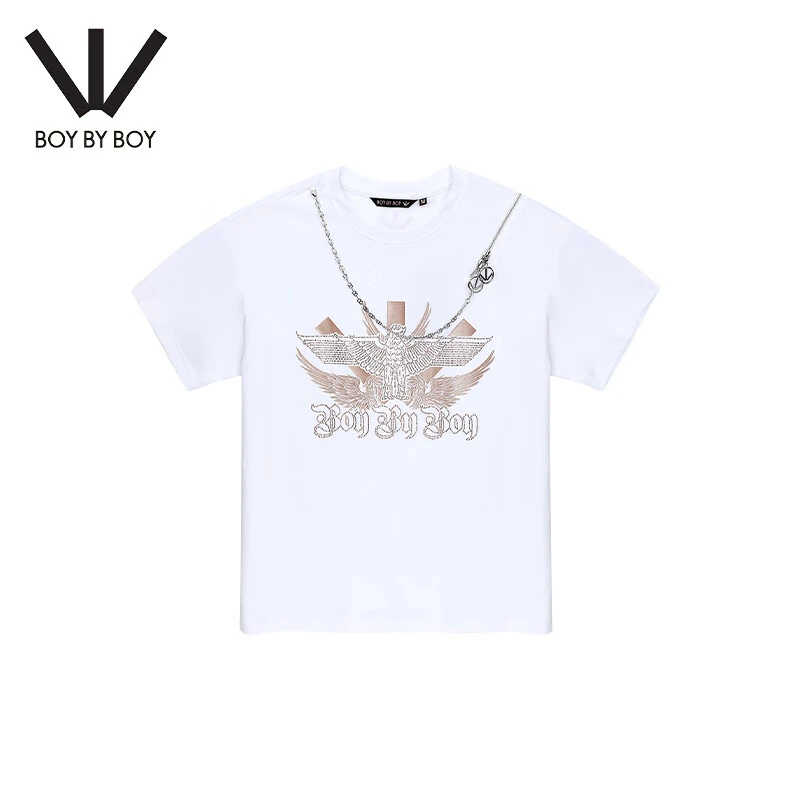 BOY BY BOY夏潮牌女款针织短袖T恤可拆卸链子W01020