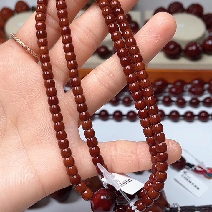 橄榄核手串高*学包浆玉化