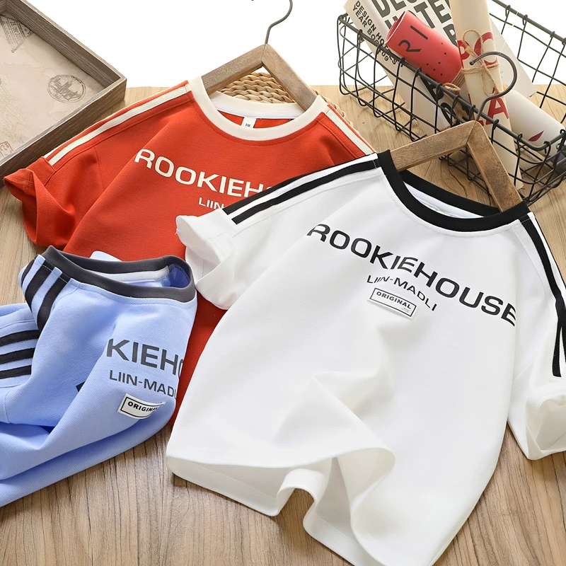 男童夏季新款拼接短袖T恤中大童韩版运动汗衫半袖潮6028