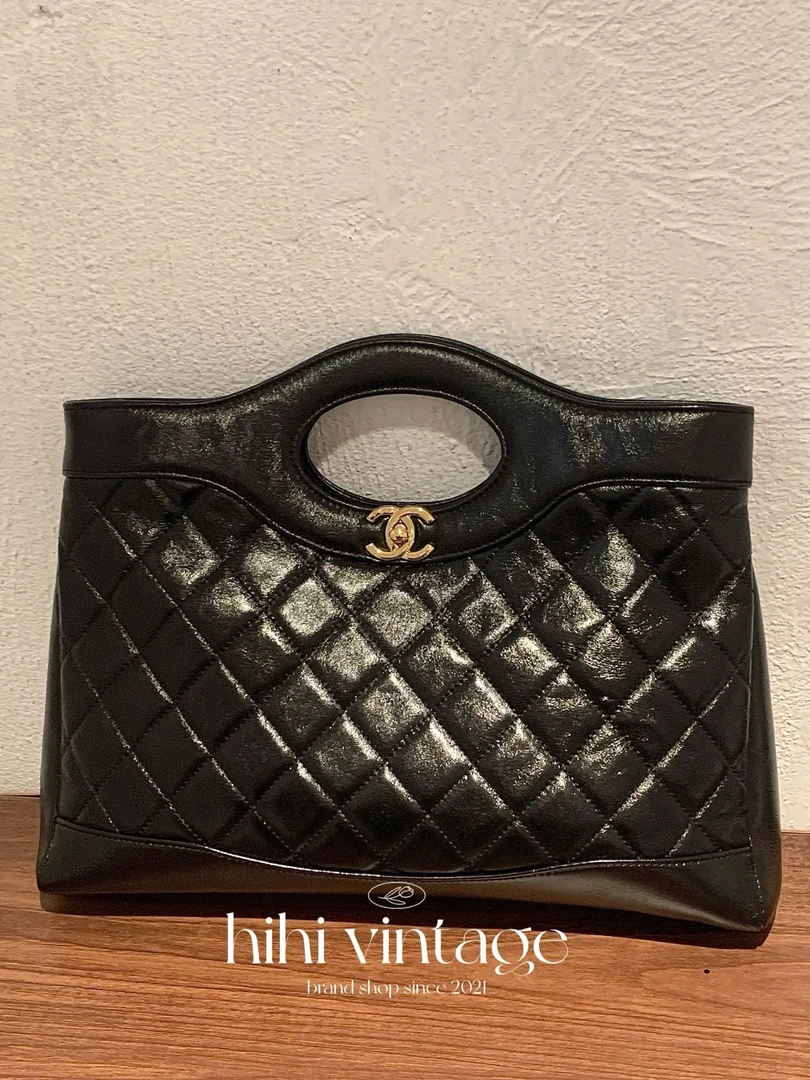 99新 Chanel/香奈儿  黑金油蜡皮横版31bag 小号 13001900