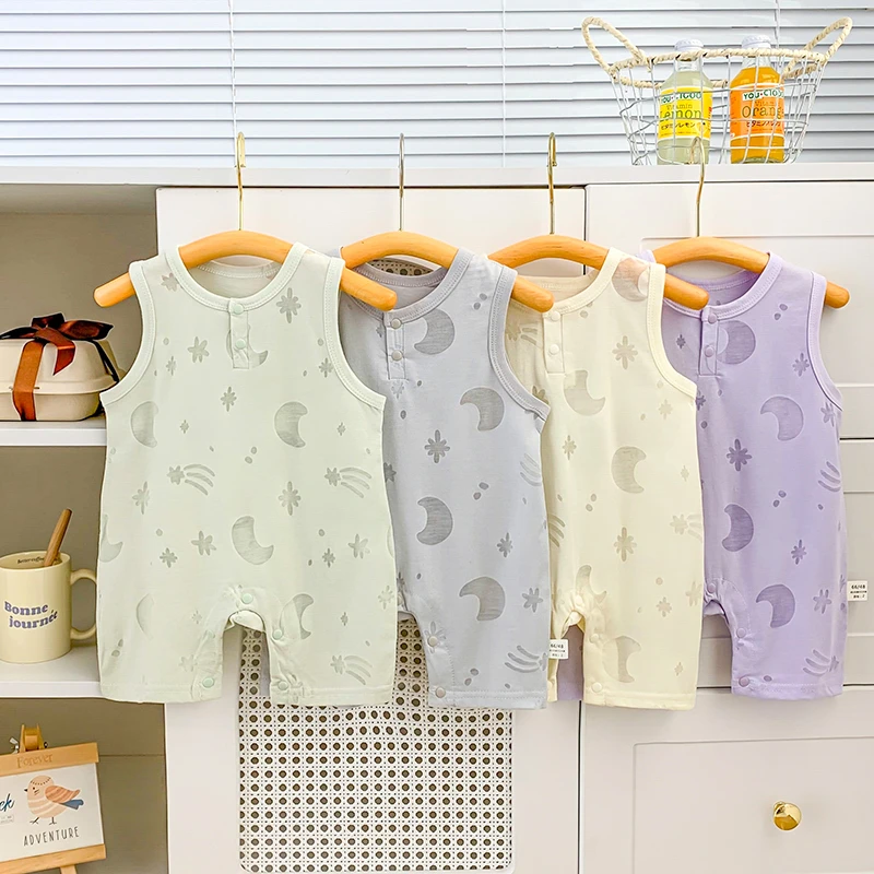星空婴幼儿连身衣星空镂空宝宝哈衣背心连体无袖连体无骨