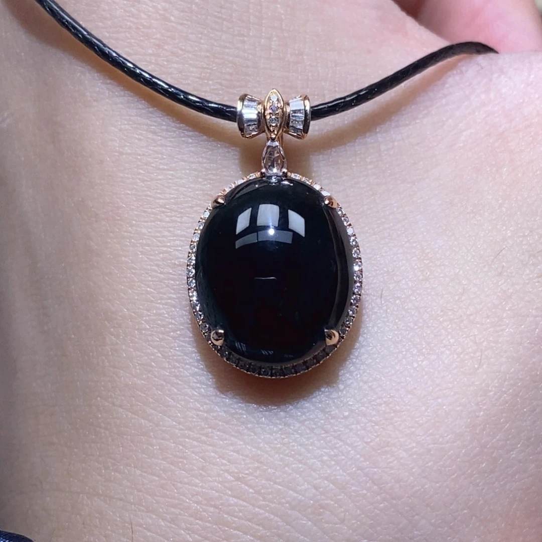 吊坠(不含链)18K金镶嵌翡翠