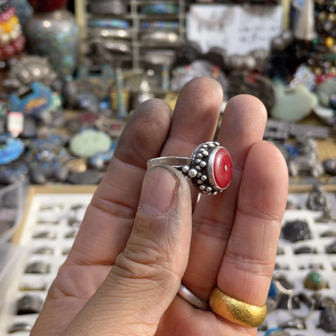 吊坠925银珐琅足银吊坠戒指