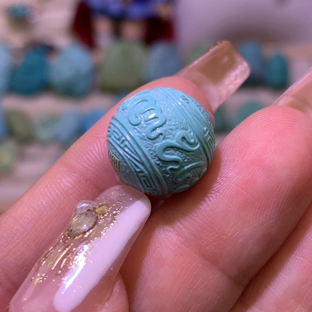 绿松石珠宝奇石未镶嵌六字箴言